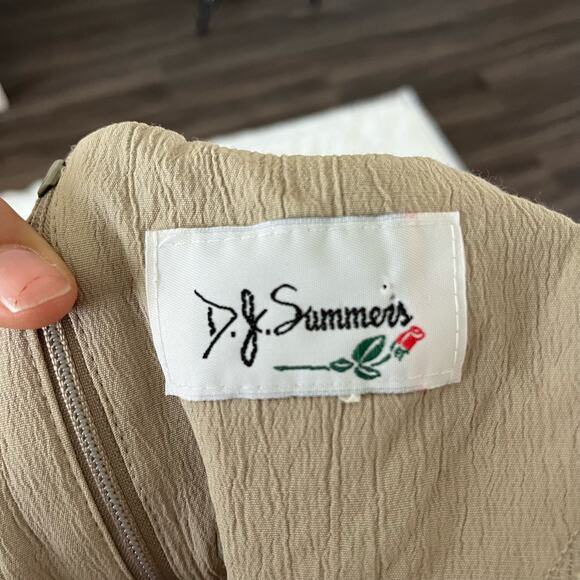 Vtg Y2K 2000s Beige Textured Sleeveless Shift Dress Wmns M/L Cottagecore - Picture 8 of 9